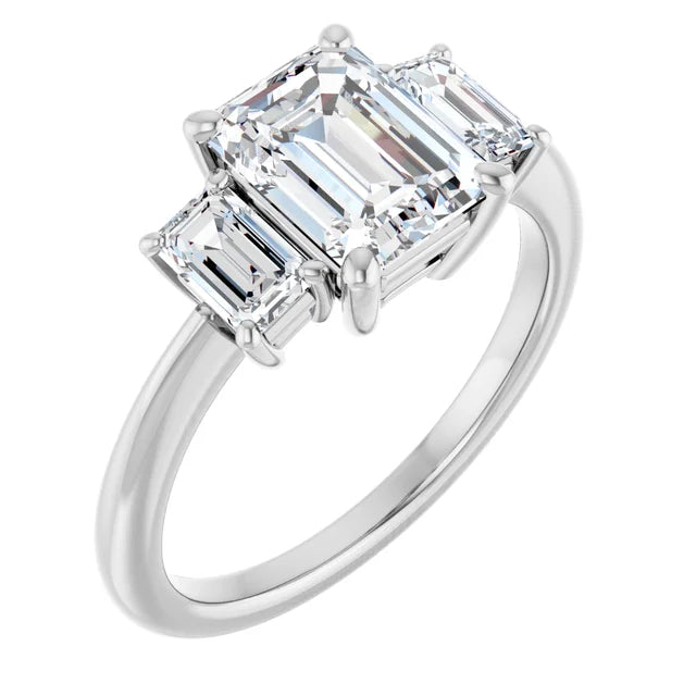 Art Deco Inspired Trilogy Emerald Engagement Ring-setting-The Diamond Setter