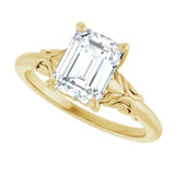 Sculptural emerald cut solitaire Engagement ring-setting-The Diamond Setter