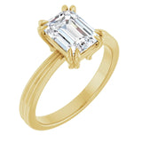 Emerald Cut Solitaire with decorative band-setting-The Diamond Setter