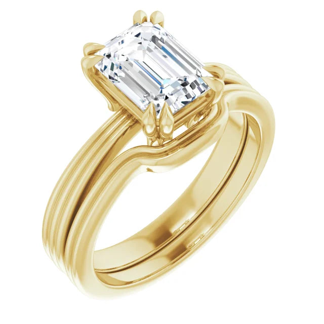Emerald Cut Solitaire with decorative band-setting-The Diamond Setter