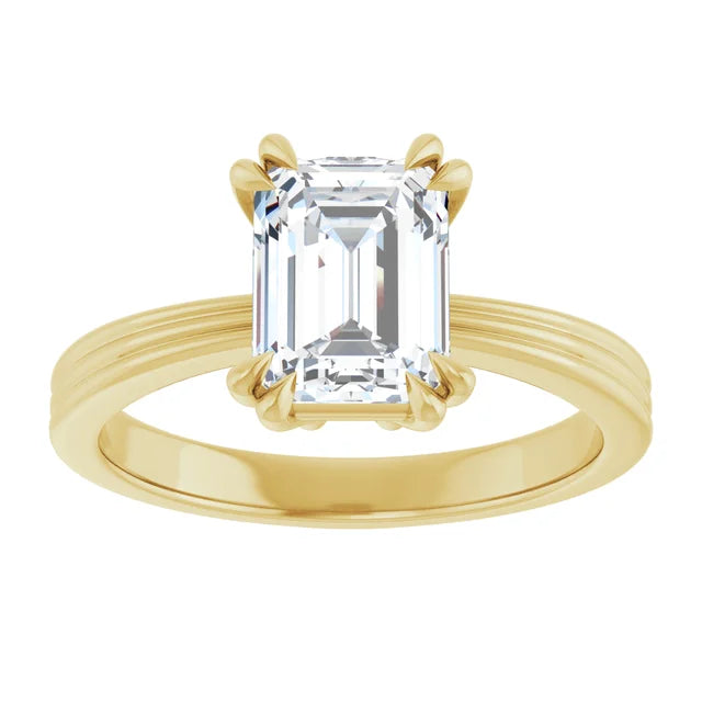 Emerald Cut Solitaire with decorative band-setting-The Diamond Setter