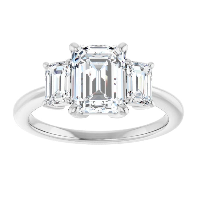 Art Deco Inspired Trilogy Emerald Engagement Ring-setting-The Diamond Setter