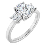 Trilogy Engagement Ring with Oval centre stone and princess cut side stones-Setting-The Diamond Setter