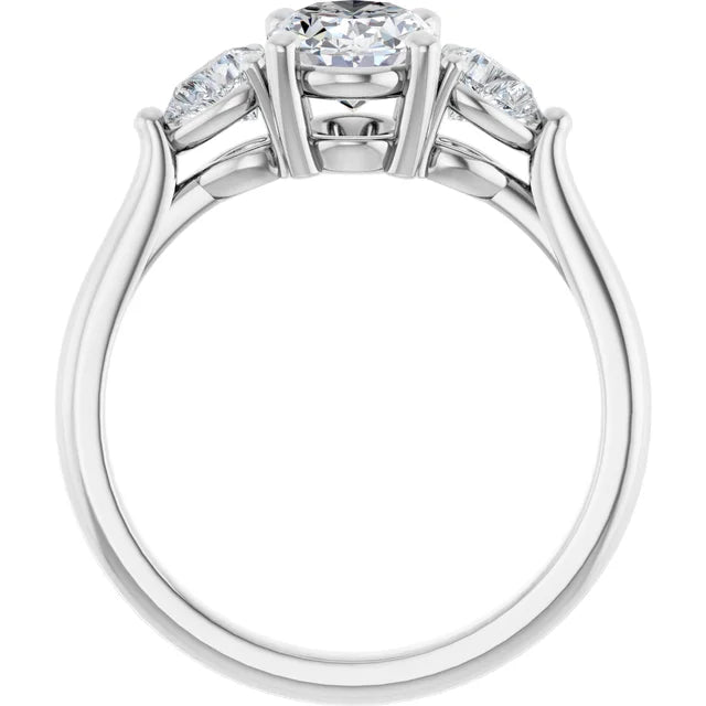 Trilogy Ring with oval centre stone and two pear shape side stones-Setting-The Diamond Setter
