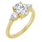 Trilogy Ring with oval centre stone and two pear shape side stones-Setting-The Diamond Setter