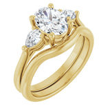 Trilogy Ring with oval centre stone and two pear shape side stones-Setting-The Diamond Setter
