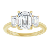 Art Deco Inspired Trilogy Emerald Engagement Ring-setting-The Diamond Setter