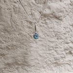 Dainty aquamarine and diamond pendant-The Diamond Setter