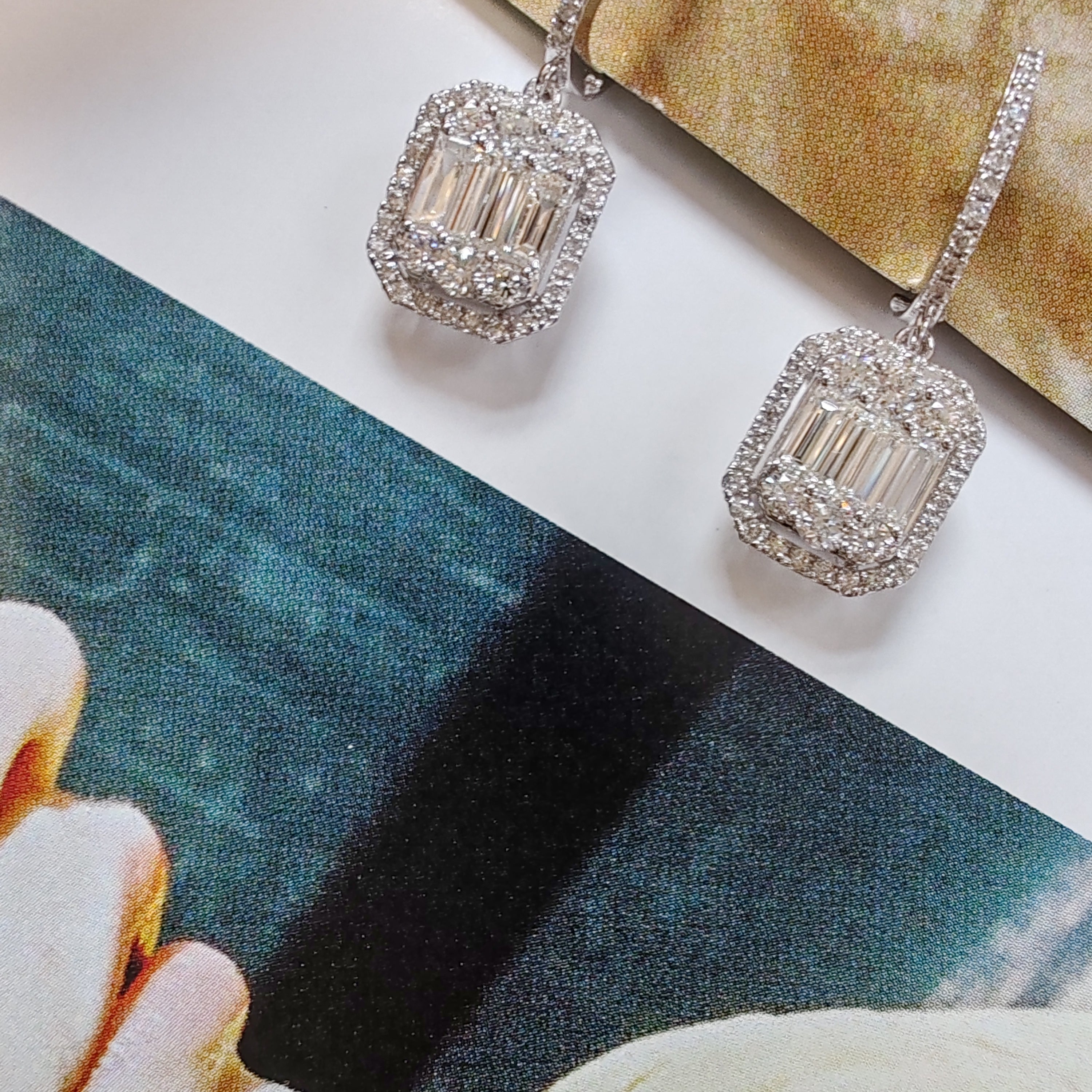 Art deco inspired diamond cluster earrings-The Diamond Setter