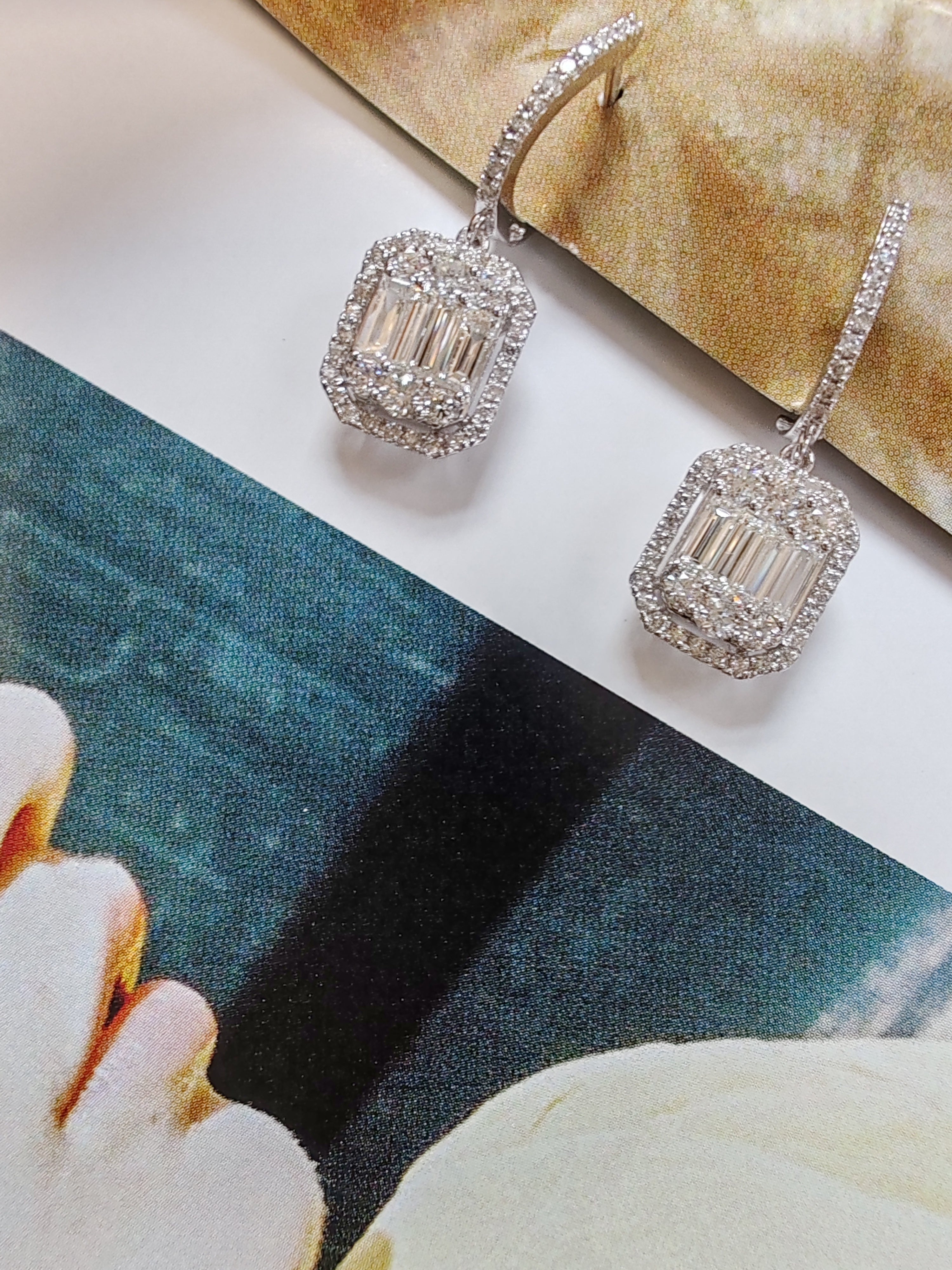 Art deco inspired diamond cluster earrings-The Diamond Setter
