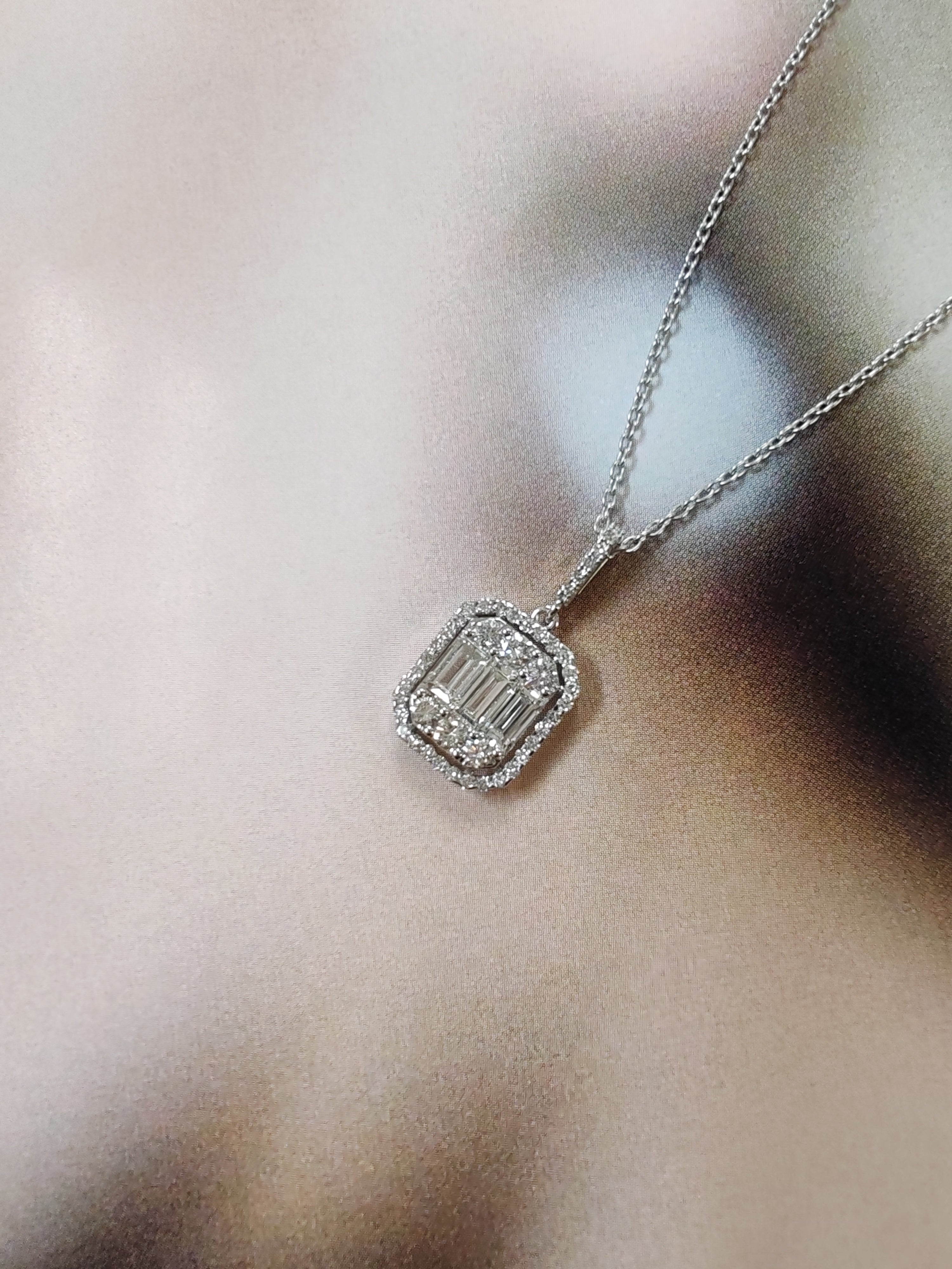 Art deco inspired Diamond Cluster Necklace-The Diamond Setter