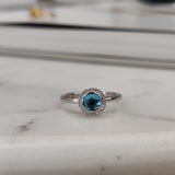 Blue Topaz cabochon ring with diamonds-The Diamond Setter