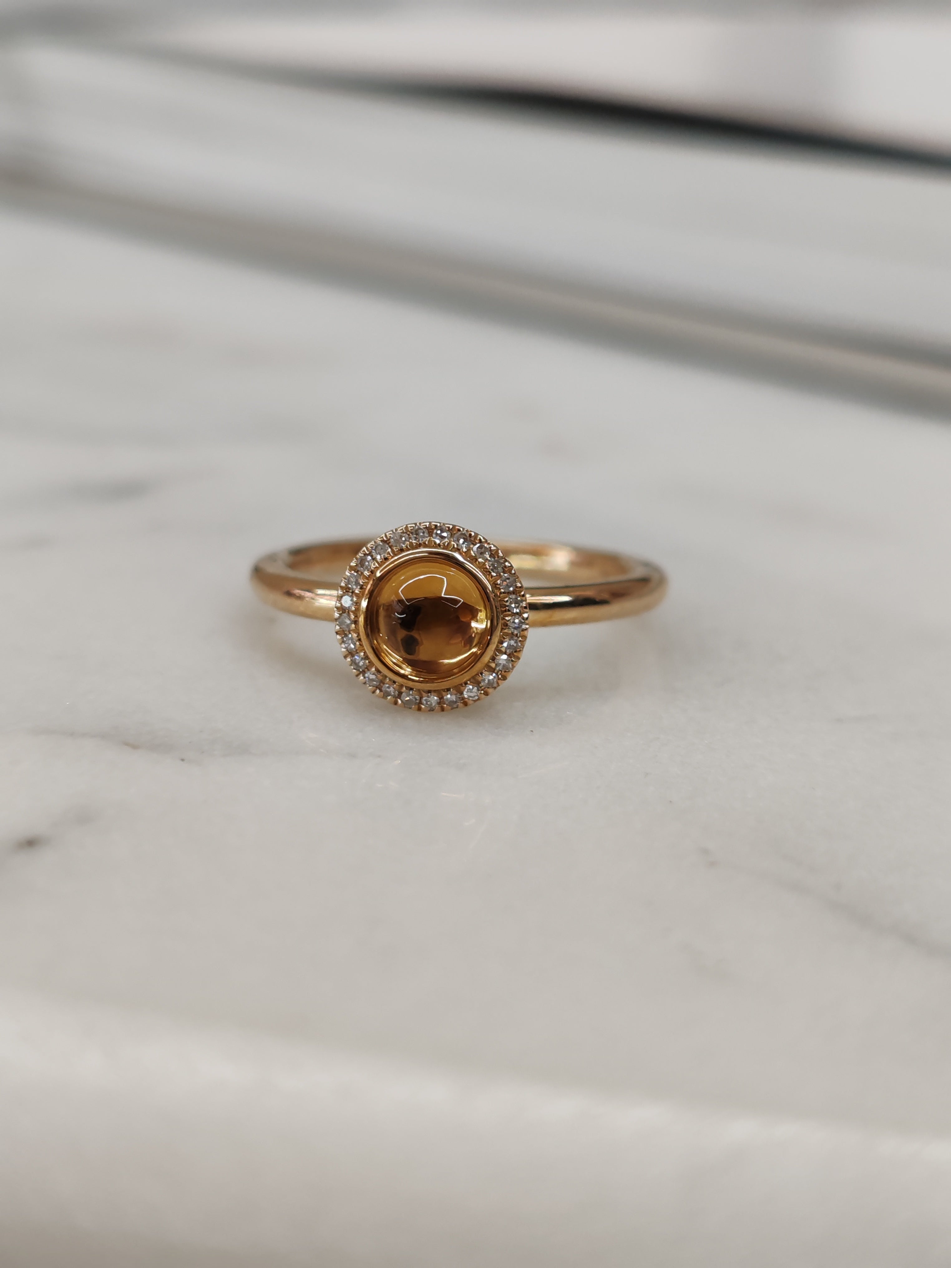 Citrine cabochon ring with diamonds-The Diamond Setter