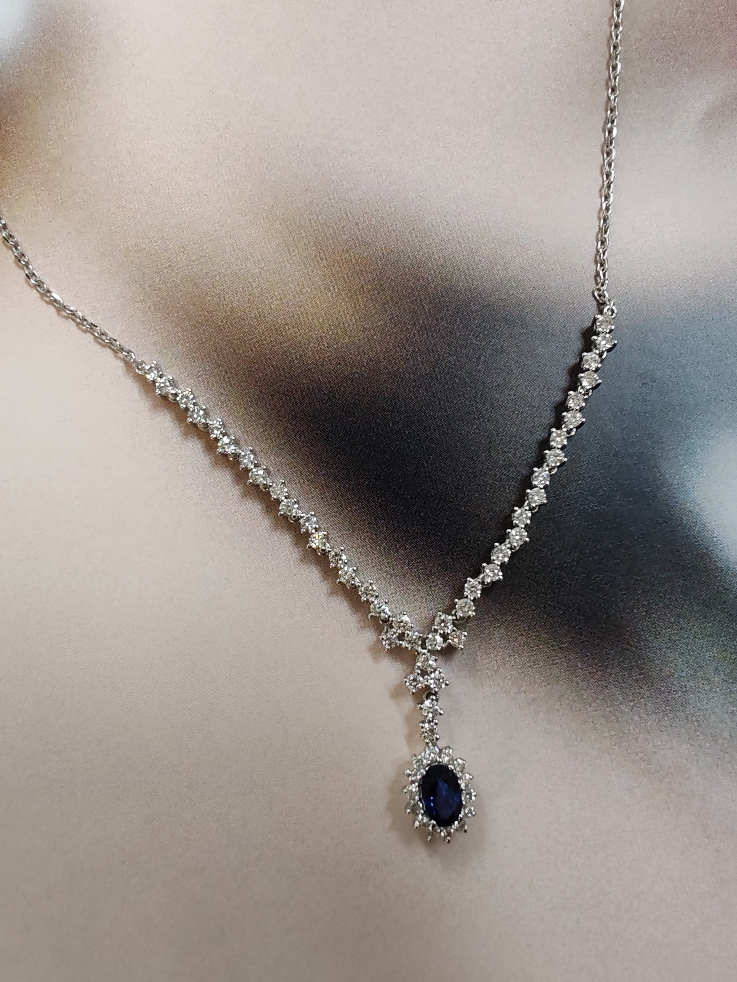 Elegant Diamond and Sapphire Necklace-The Diamond Setter