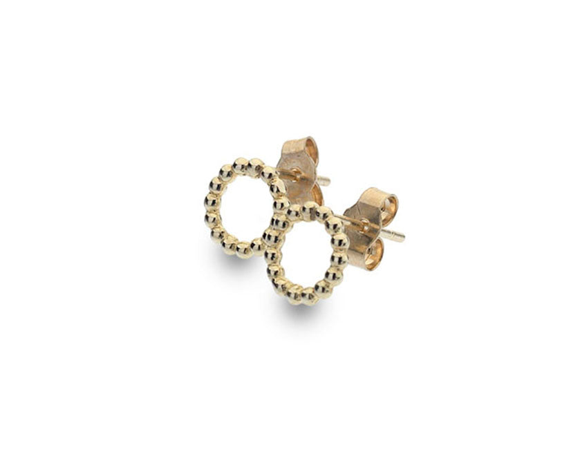 9ct Yellow Gold Bead Circle Studs-The Diamond Setter