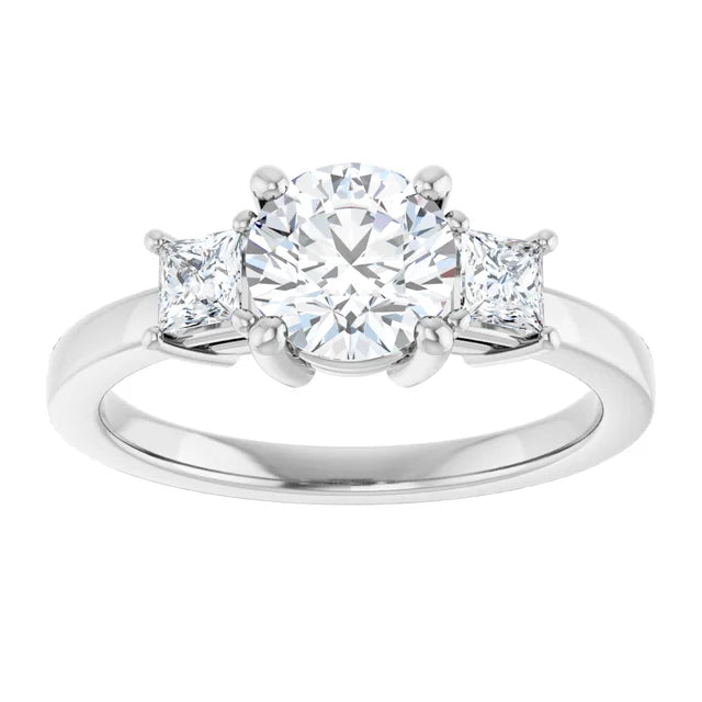 Round diamond and princess cut diamond trilogy ring-Setting-The Diamond Setter