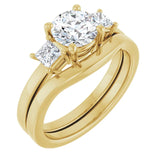 Round diamond and princess cut diamond trilogy ring-Setting-The Diamond Setter