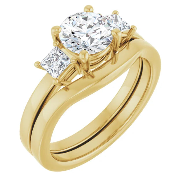 Round diamond and princess cut diamond trilogy ring-Setting-The Diamond Setter