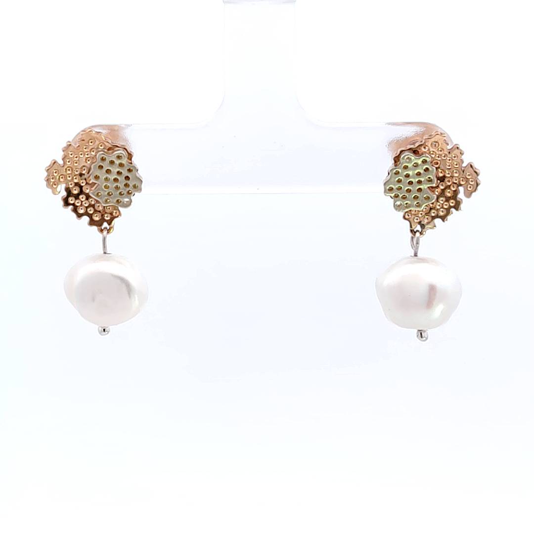 Coral and pearl drop earrings-The Diamond Setter
