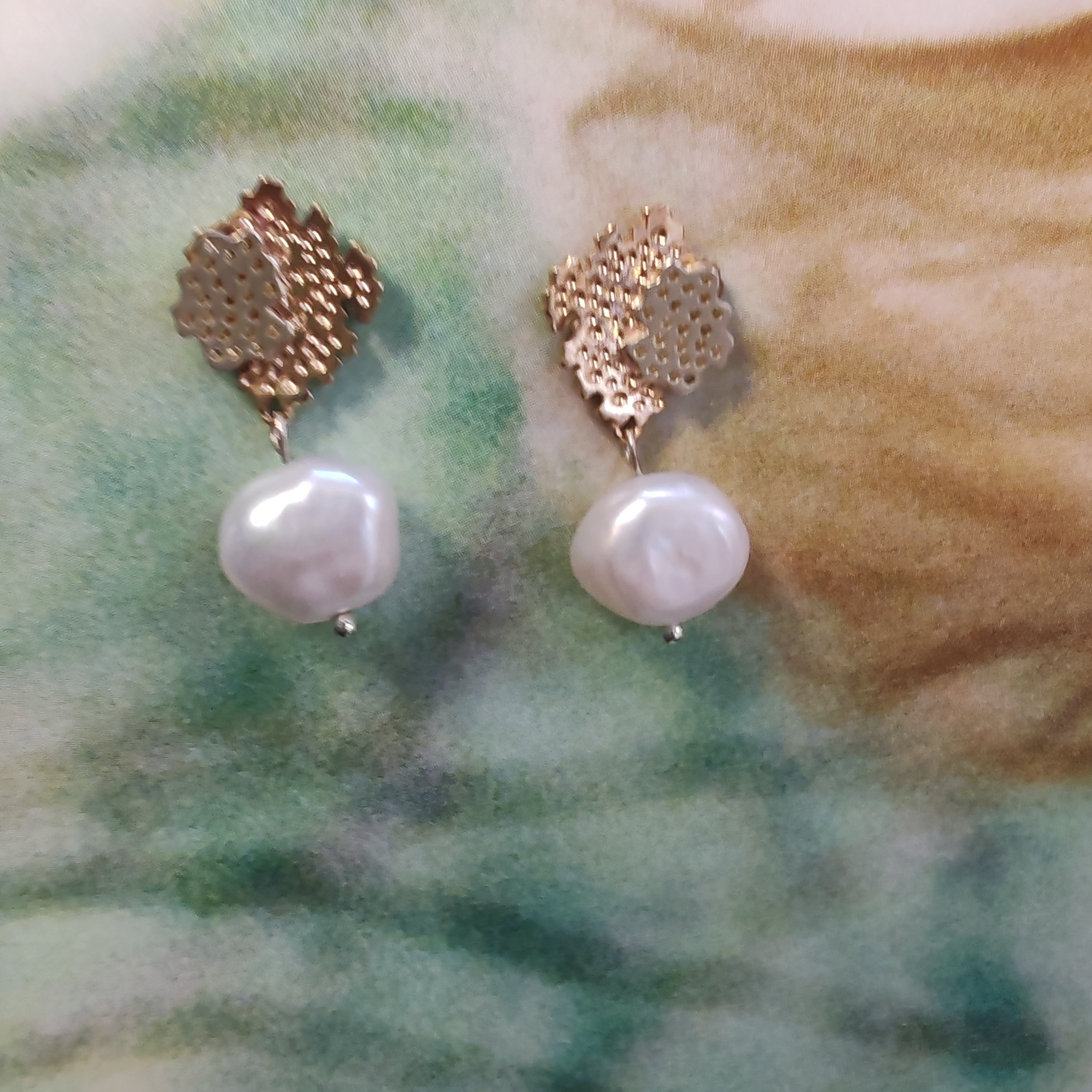 Coral and pearl drop earrings-The Diamond Setter