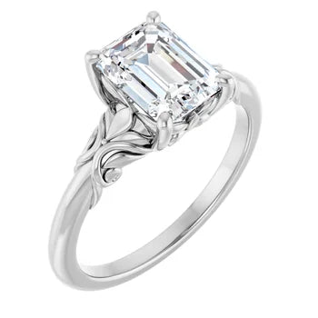 Sculptural emerald cut solitaire Engagement ring-setting-The Diamond Setter