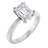 Emerald Cut Solitaire with decorative band-setting-The Diamond Setter