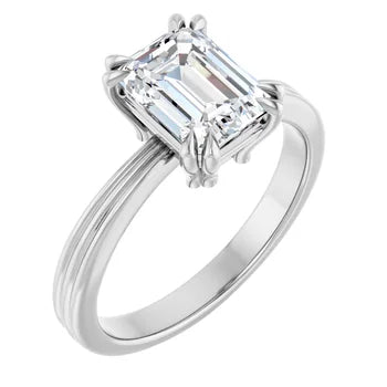 Emerald Cut Solitaire with decorative band-setting-The Diamond Setter