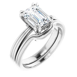 Emerald Cut Solitaire with decorative band-setting-The Diamond Setter