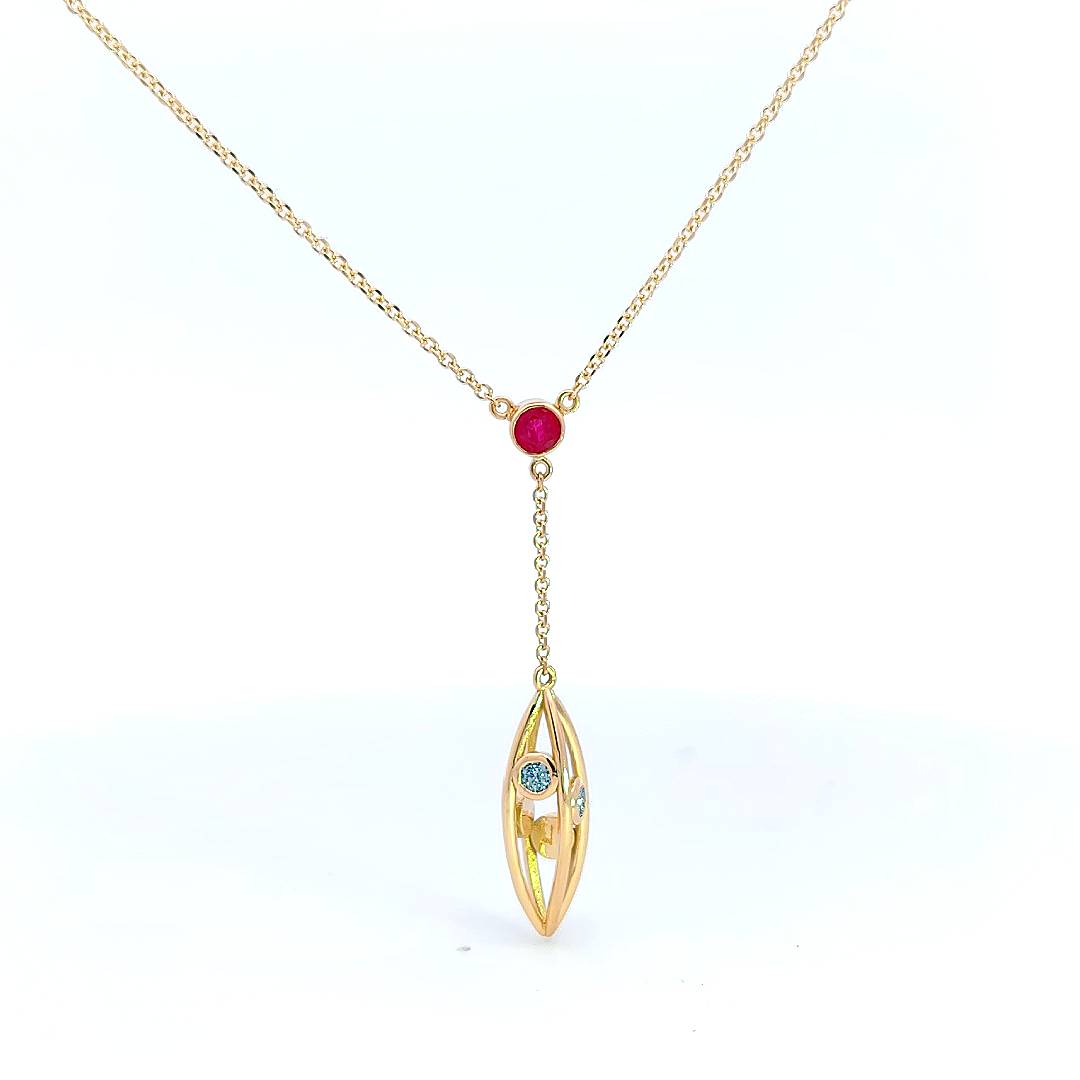 Talisman Pendant with ruby and crystallised osmium-The Diamond Setter