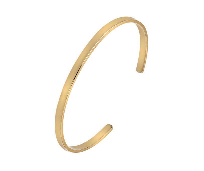 9ct Yellow Rectangular Engravable Torque Oval Bangle-The Diamond Setter