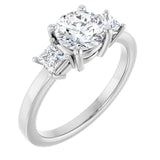 Round diamond and princess cut diamond trilogy ring-Setting-The Diamond Setter