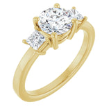 Round diamond and princess cut diamond trilogy ring-Setting-The Diamond Setter