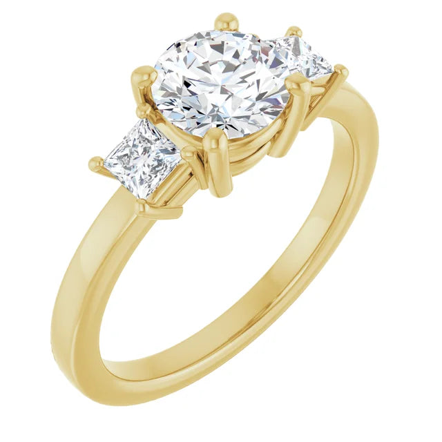 Round diamond and princess cut diamond trilogy ring-Setting-The Diamond Setter
