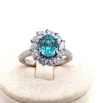 2.47ct Natural Zircon Halo Cluster Ring in Platinum-Ring-The Diamond Setter