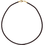 Yellow Gold 3 mm Black Braided Leather 16" Cord-The Diamond Setter