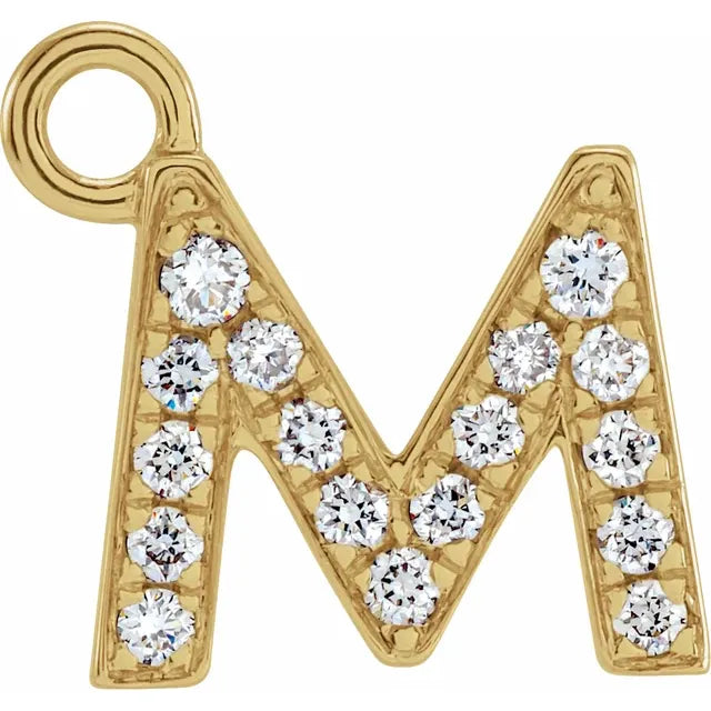 Petite Pave Natural Diamond Initial Dangle-The Diamond Setter