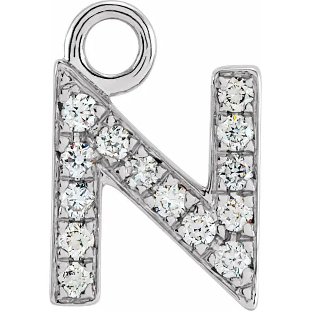 Petite Pave Natural Diamond Initial Dangle-The Diamond Setter