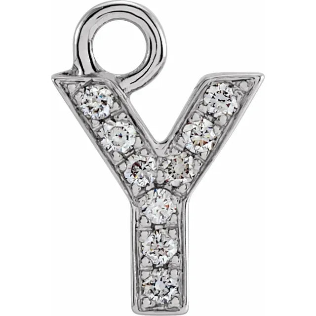 Petite Pave Natural Diamond Initial Dangle-The Diamond Setter