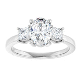 Trilogy Engagement Ring with Oval centre stone and princess cut side stones-Setting-The Diamond Setter