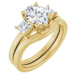 Trilogy Engagement Ring with Oval centre stone and princess cut side stones-Setting-The Diamond Setter