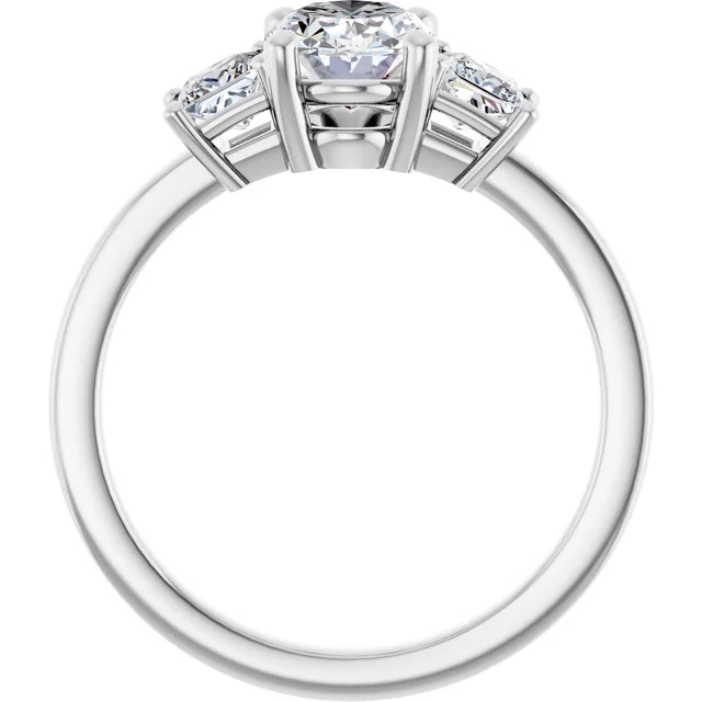 Trilogy Engagement Ring with Oval centre stone and princess cut side stones-Setting-The Diamond Setter