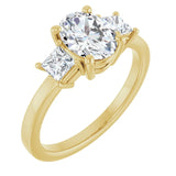 Trilogy Engagement Ring with Oval centre stone and princess cut side stones-Setting-The Diamond Setter