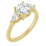 Trilogy Ring with round centre stone and two pear shape side stones-Setting-The Diamond Setter