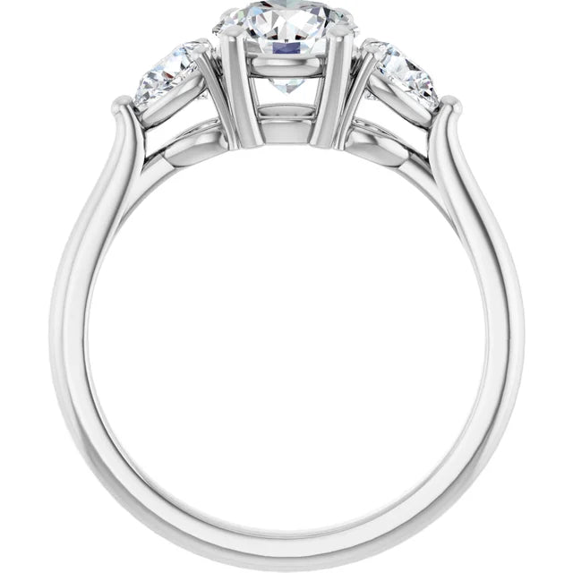 Trilogy Ring with round centre stone and two pear shape side stones-Setting-The Diamond Setter