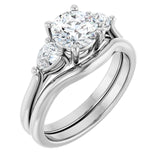 Trilogy Ring with round centre stone and two pear shape side stones-Setting-The Diamond Setter