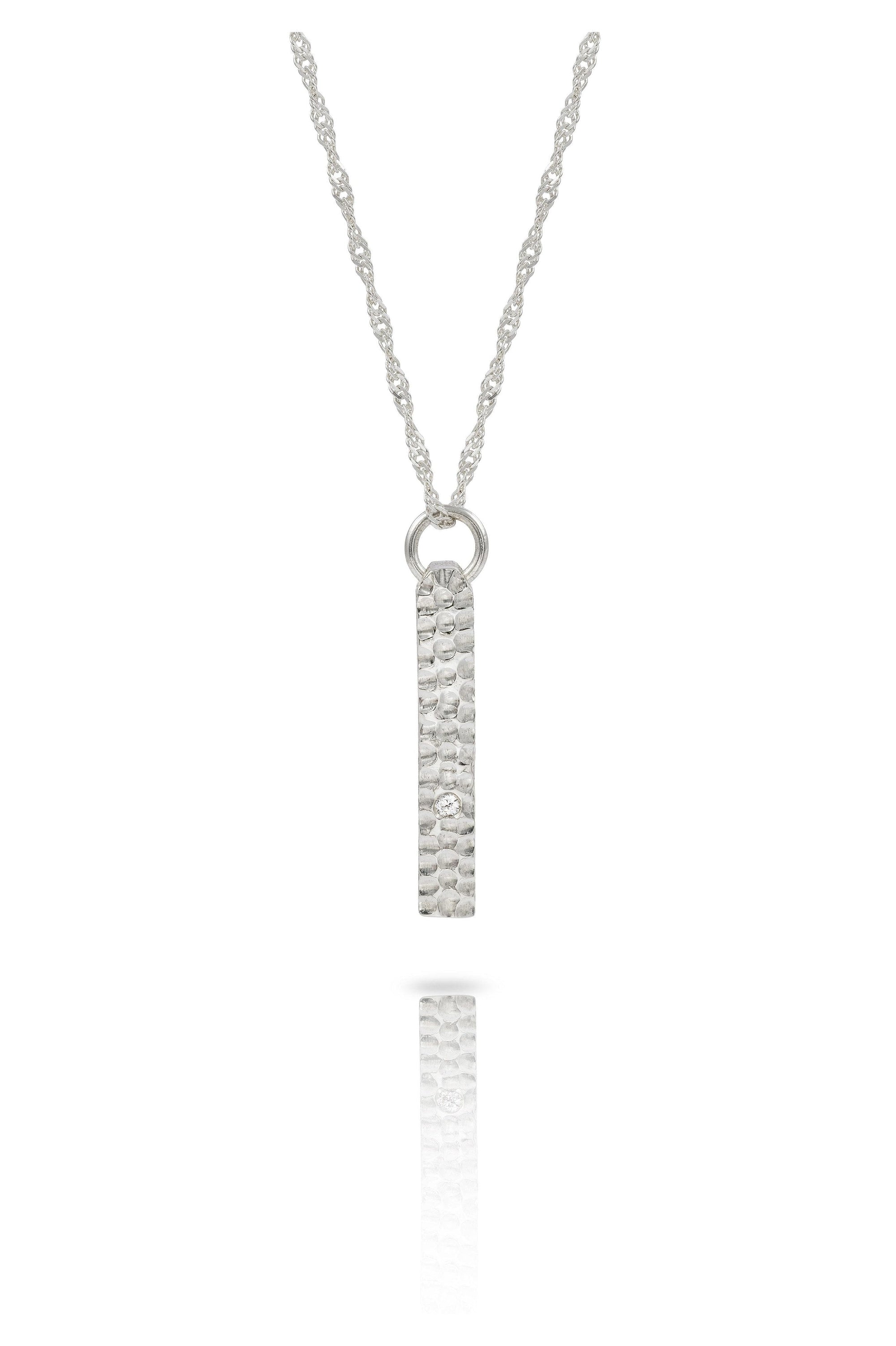9 carat Solid Gold Textured Bar Necklace-The Diamond Setter