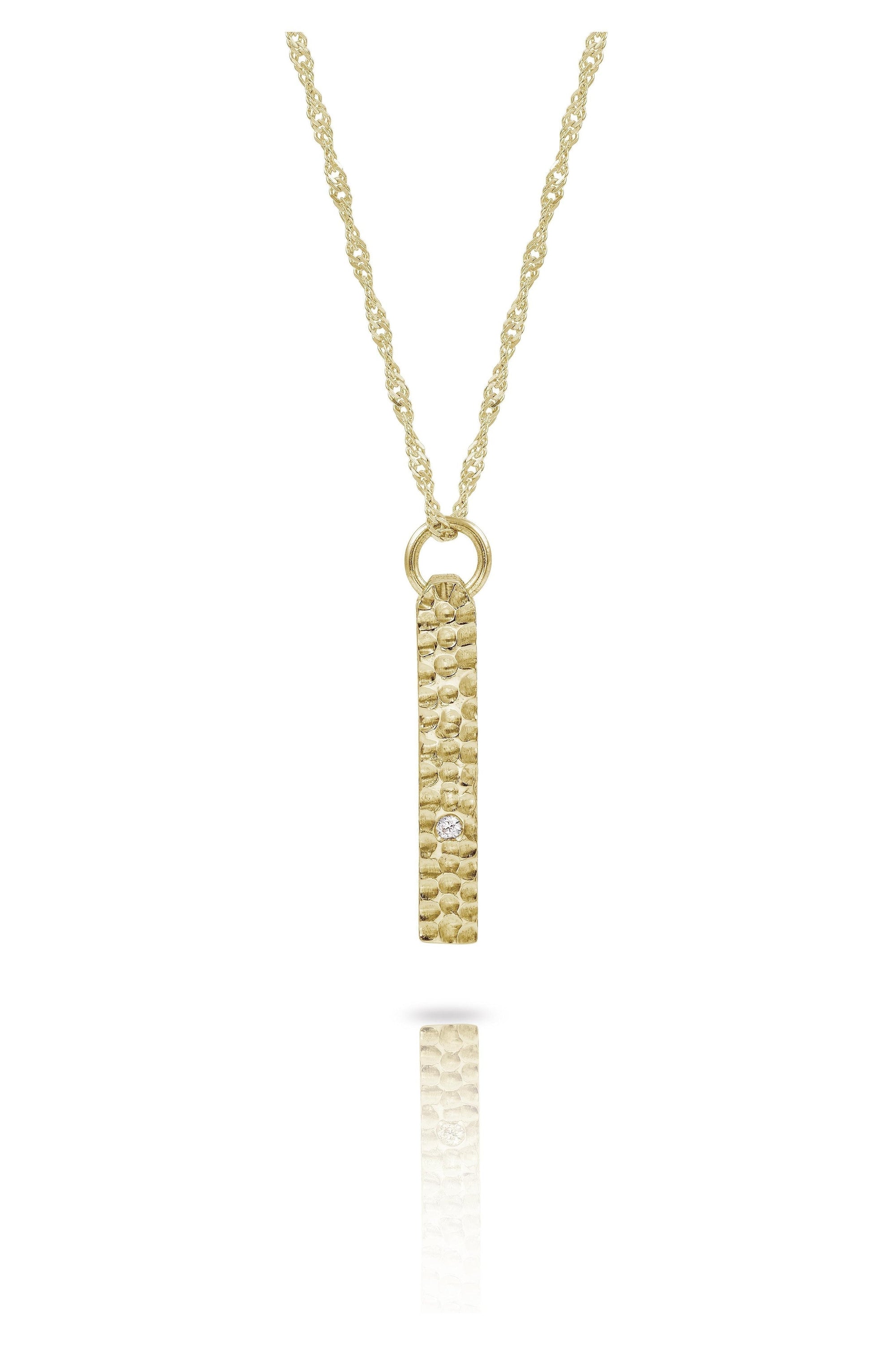 Gold Bar Pave Necklace with Diamonds or Gemstones-The Diamond Setter