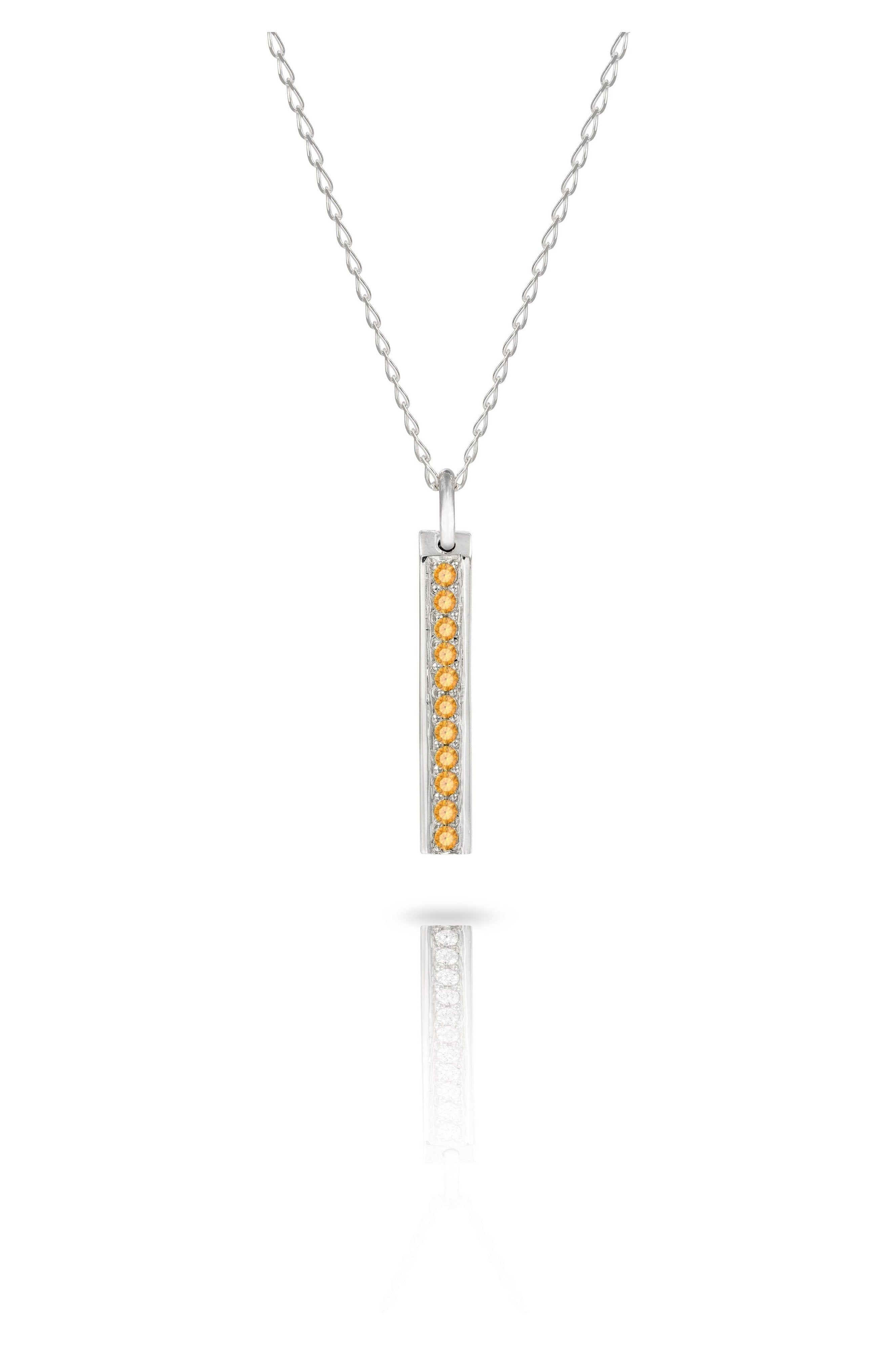 Gold Bar Pave Necklace with Diamonds or Gemstones-The Diamond Setter