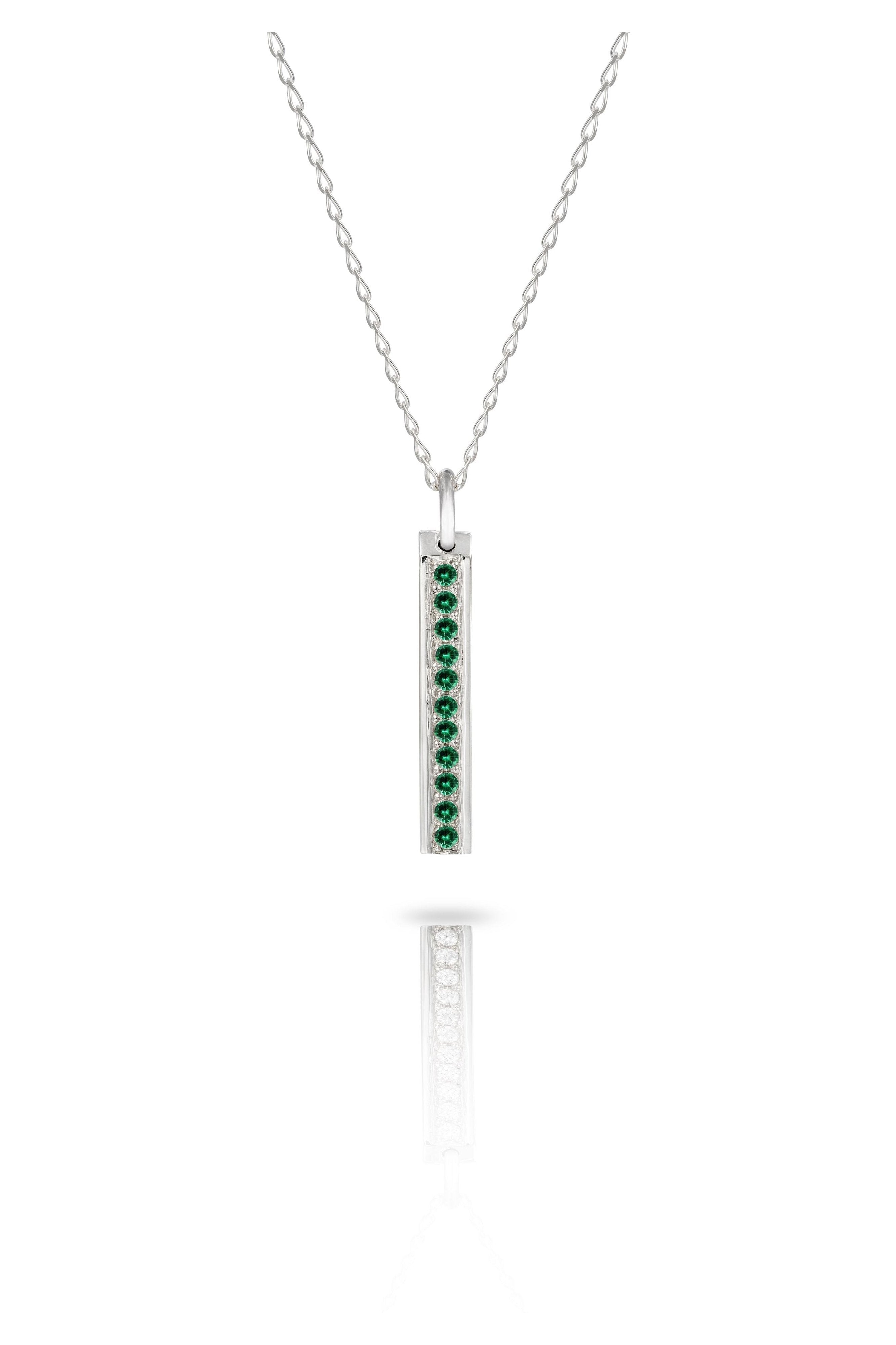 Gold Bar Pave Necklace with Diamonds or Gemstones-The Diamond Setter