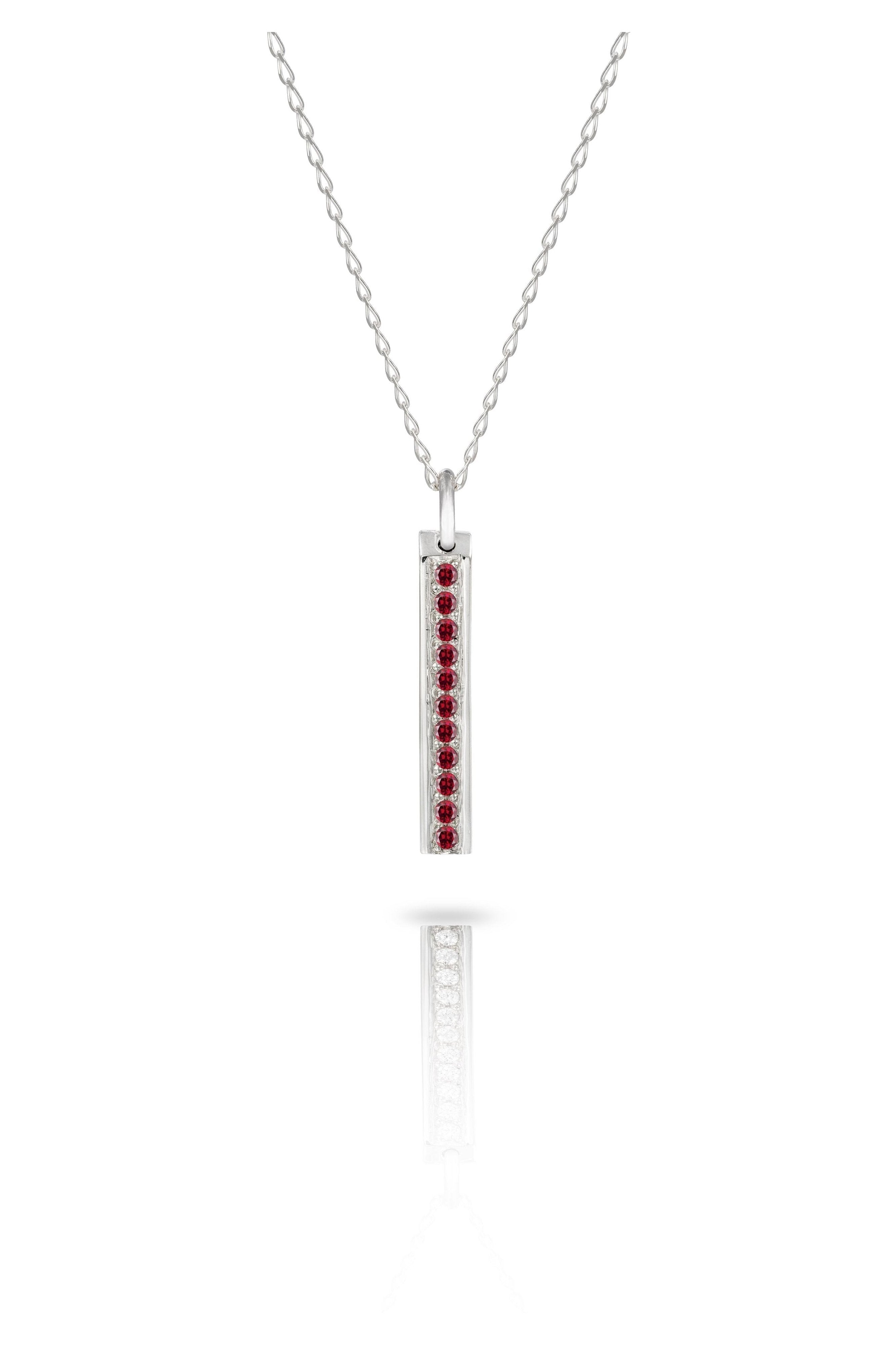 Gold Bar Pave Necklace with Diamonds or Gemstones-The Diamond Setter